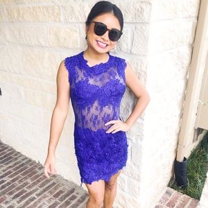 Akira black Label cobalt blue lace dress in Small